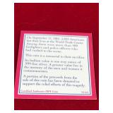 SEPT.11 2001, ONE YEAR MEMORIAL .999 SILVER, WORLD TRADE CENTER 9/11 SILVER COIN