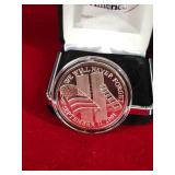 SEPT.11 2001, ONE YEAR MEMORIAL .999 SILVER, WORLD TRADE CENTER 9/11 SILVER COIN