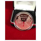 SEPT.11 2001, ONE YEAR MEMORIAL .999 SILVER, WORLD TRADE CENTER 9/11 SILVER COIN