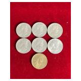 Lot of 7 One Dollar Coins - 6 Susan B Anthony and 1 Sacajawea
