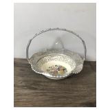 Farber and Shlevin Porcelain Bridle Basket w/ Hammered Aluminum Rim/Handle