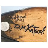 Red Head Duck Decoy Signed by Artist