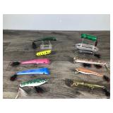 Lot of 10 Homemade Wood Fishing Lures