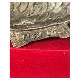 Vintage Brass Ashtray Shaped Like a Fish that Says Forelle Fish Co.