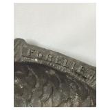 Vintage Brass Ashtray Shaped Like a Fish that Says Forelle Fish Co.