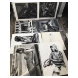 Large Lot of Drawings - See Pictures for More Pictures of Drawings  - Some are signed by Lawrence Gerber