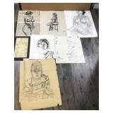 Large Lot of Drawings - See Pictures for More Pictures of Drawings  - Some are signed by Lawrence Gerber