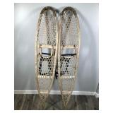 Set of Vintage Wooden Snow Shoes with Newer Boot Straps