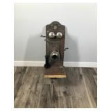 Antique Kellogg Hand Crank Wooden Telephone