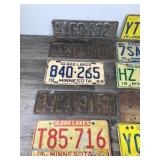 Lot of 16 Collectible License Plates  - Dates range from 1929 - 1972