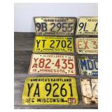 Lot of 12 Collectible License Plates  - Dates range from 1954 - 1974