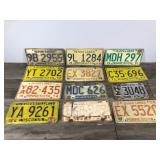 Lot of 12 Collectible License Plates  - Dates range from 1954 - 1974