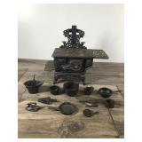 Vintage Crescent Salesman’s Sample Cast Iron Miniature Stove USA Made With All the Accessories