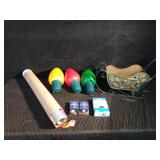 3 large outdoor Christmas bulbs, set of 50 lights, and 2 sets of fairy lights