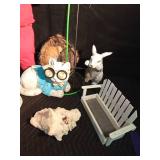 Lot of garden decor and gnome watering can