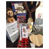 Lot of craft items and toys, games and books including several sharks teeth