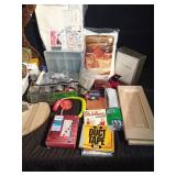 Lot of craft items and toys, games and books including several sharks teeth