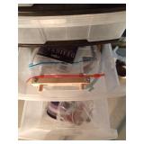 7 Drawer plastic storage unit on wheels with craft contents