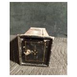 Vintage safety deposit box with wooden drawer