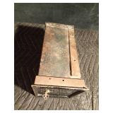Vintage safety deposit box with wooden drawer