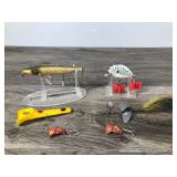 Lot of 6 Collectible Fishing Lures - Heddon Pumpkin Seed - Pikie Creek Chub (CCB Co Garrett Ind.) and More