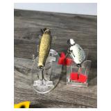 Lot of 6 Collectible Fishing Lures - Heddon Pumpkin Seed - Pikie Creek Chub (CCB Co Garrett Ind.) and More