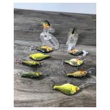 Lot of 10 Fishing Lures Shaped Like a Sunfish, Crappie and a Bass