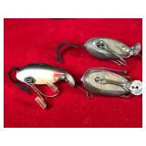 3 - Collectible Creek Chub Fly Rod Wood Mice Fishing Lures