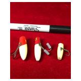 3 - Collectible South Bend Wood Oreno Fly Fishing Lures