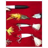 Lot of 17 Collectible Small Fishing Lures  - Gudebrod Goldeneye Trouble Maker - Heddon - Rebel R and More
