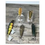 Lot of 5 Wood Collectible Fishing Lures - Injured Minnow - Creek Chubs (9-27-20)  and More