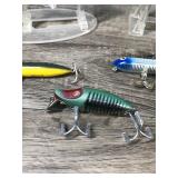 Lot of 5 Collectible Heddon Fishing Lures - Dying Flutter - Zara Puppy - River Runt Spook Sinker