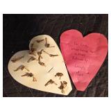 Vintage Military buttons and a U.S. pin on a homemade valentine