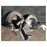 2 Vintage fire fighter helmets and a Raider helmet