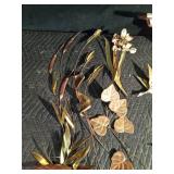 Metal wall decor, wood shelf and more