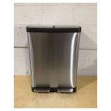 iTouchless SoftStep 16 Gal Step Trash Can & Recycle Bin with Double Odor Control Systems, Stainless Steel
