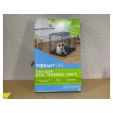 Vibrant Life Double-Door Folding Metal Wire Dog Crate with Divider and Tray, Large, 36"