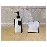 Avanti Jasper Framed Marble-look Resin Toothbrush Holder & Soap Lotion Dispenser