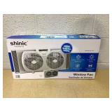 Comfort Zone 9" Twin Window Fan with Auto-Locking Expanders, 2 Speeds, White