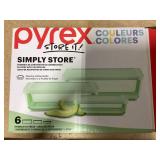 6PCS Pyrex Simply Store Tinted Rectangular Glass Storage Set