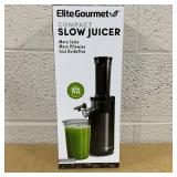 Elite Gourmet EJX600 Compact Small Space-Saving Masticating Slow Juicer Cold Press Juice Extractor, Nutrient and Vitamin Dense, BPA-Free Tritan, Easy to Clean, 16 oz Juice Cup, Charcoal Grey