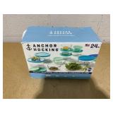 24PCS Anchor Hocking Glass SnugFit Food Storage Container Set