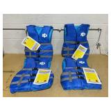 X20, 4-Pack Boat Bundle: Universal Life Jacket 4-Pack Plus Throwable Boat Cushion in Blue, Unisex
