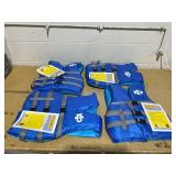 X20, 4-Pack Boat Bundle: Universal Life Jacket 4-Pack Plus Throwable Boat Cushion in Blue, Unisex