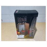 7PCS Cuisine::Pro Damashiro Emperor Mokuzai Knife Block Set