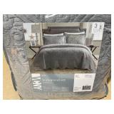 3PCS King Size VCNY Home Westland Grey Solid Tile Bedspread Set