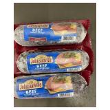 3 Johnsonville Beef Summer Sausage Rolls 12 oz Each