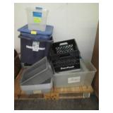 Pallet lot of assorted bins, totes ...