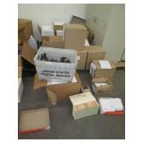Pallet of shipping supplies and branded envelopes