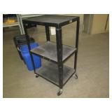 Trash receptacles and a commercial shelf